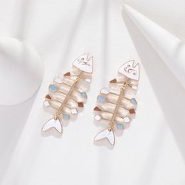 Vintage Stud Earrings For Women Fish Earrings Fish Skeleton Womens Accessories Fashion Jewelry Girls Gift Earrings