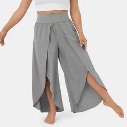 2023 Spring/Summer New Fashion Versatile Slim High Waist Open High Fork palazzo flare baggy cargo women Camp Pants Loose Relaxed Yoga sport