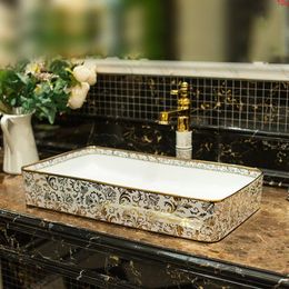 Big Rectangular Jingdezhen Bathroom ceramic sink Chinese wash basin Porcelain Counter Top Wash Basin bathroom sinkgood qty Bschv