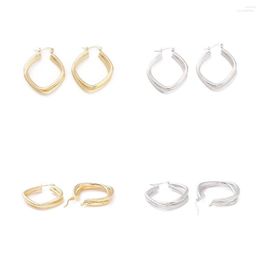 Hoop Earrings Kissitty 5 Pairs Gold Colour Plated Textured Double Rhombus Brass Huggie For Women Jewellery Findings Gift