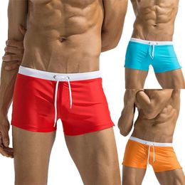 Underpants Swimming Pants For Men Solid Sexy Underwear Mens Nylon Spandex Beach Surfing Spliced Swim Boxer Trunks Board ShortsW0325