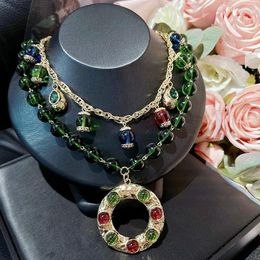 Chains Emerald Sapphire Pendant Necklace Donut Zircon