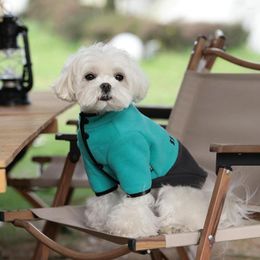 Dog Apparel Pet Sweatshirt Color-Block Winter Clothes Puppy Jacket Coat Two-legged