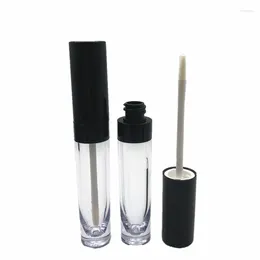 Storage Bottles 7ml Clear Lipgloss Tube Empty Round Lip Gloss Container Refillable Bottle Plastic Cosmetic Packing Containers Black Lid