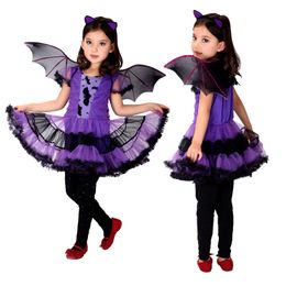 Novelty Games Halloween Fancy Masquerade Party Purple Bat Girl Costume Children Cosplay Props Dance Dress Costumes For Kids Dress Girl Gift 230625