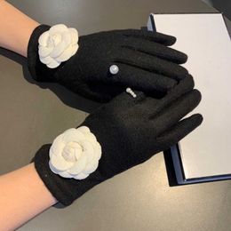 2023Ch Leather Glove Ladies Wool Mitten for Official Replica Counter Quality European Size T0p 017