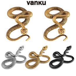 Navel Bell Button Rings Vanku 2PCS Cool Snake Hanging Ear Weights Earrings Stretcher Gauges Plugs Expander Fashion Body Piercer Jewelry 230626