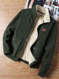 Men's Jackets Small Size & Order Up Zip Pocket Patched Detail Teddy Lined Autumn/Winter Fleece Jacket