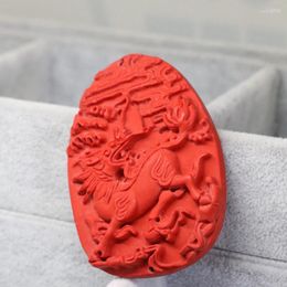 Pendant Necklaces Top Quality Taiwan Synthetic Red Cinnabar Carving Dragon Fit Diy Long Chain Necklace Jewelry 41 58mm B1545