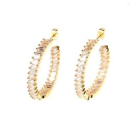 Stud Earrings EYIKA Luxurious European Micro Pave Cubic Zirconia Twill Big Hoop Gold Plated Charm Round Circle Earring For Women Gift
