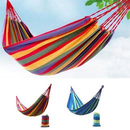 Garden Canvas Hammocks Hang Bed Portable Hanging Durable Hammock with Travel Bag Outdoor Camping Patio Backyard Furniture Q242