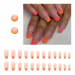 False Nails Nail Tips For Gel Medium And Long Dyed French Side Piece Press On Powder Through Enhancement Various