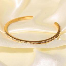 Bangle Cubic Zirconia Gold Cuff Bangles For Women Stainless Steel Dainty Elegant Jewellery Minimalist Wholesale Items Melv22