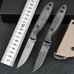 Camping Hunting Knives ESEE-DC53 Stonewash Blade Flax Handles Fixed Blade Knife Self Defense Camping Survival Hunting Knife Tactical Military for MenHKD230626