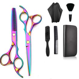 Hair Scissors Barber Flat Cut Bangs Beat Thin Crushed Teeth Clippers Professional Set 10 Pcs 230625
