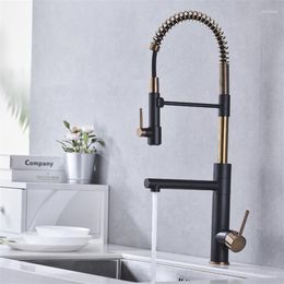 Kitchen Faucets Contemporary Copper Sink Faucet And Cold Single-handle Wash Basin Pull-out Shower Rotatable