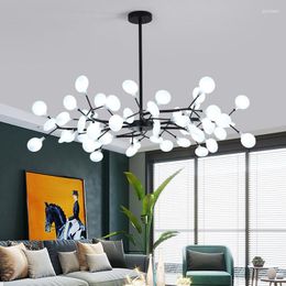 Pendant Lamps Nordic Living Room Bedroom LED Firefly Ceiling Chandelier Modern Minimalist Romantic Flower Indoor