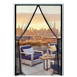 Sheer Curtains Magnetic Door Screen Custom Size Mosquito Net Curtain Fly Insect Automatic Closing Invisible Mesh For Kitchen indoor living room 230625