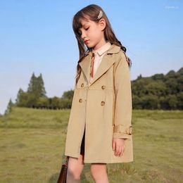 Coat England Style Spring Autumn Long Trench For Girls Kids Fashion Casual Double Breast Children Khaki Windbreaker Jacket