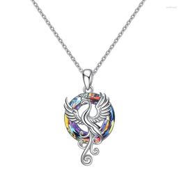 Pendant Necklaces H9ED Fashion Colorful Crystal Phoenix Necklace Jewelry Colored