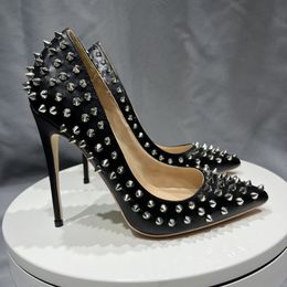 2022 All Spikes Rivets Women Pumps Pointed Toe Super High Heels Party Nightclub Fashion Sexy Shoes Size 42 43 44 45