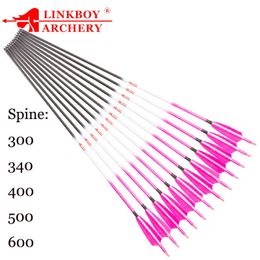 Bow Arrow 6/12PCS Linkboy Archery Arrows for Bow Spine300-800 ID 6.2mm Compound Traditional Bow Hunting AccessoriesHKD230626