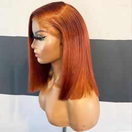 Lace Wigs Ginger Front Wig For Women Human Hair Brazilian 13x4 Orange 180 High Density