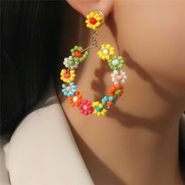 Fashion Boho Earrings For Women Colorful Style Sweet Flower Earrings Jewelry Spring Summer Floral Beaded Earrings Accessories