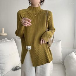 Women's Sweaters Women Sweater High-neck Long-sleeved Fashion Vintage Open Inside Knitted Pullover Long Sleeve Top Thick Jumper