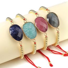 Charm Bracelets Natural Stone Connectors Bracelet Water Drop Shape Gemstone Weave Red Rope Exquisite Charms For Jewelry Making Diy