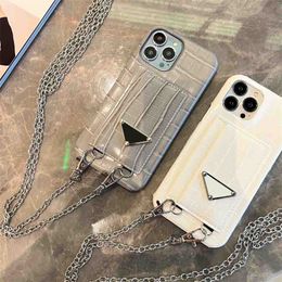 Cell Phone Cases Classic Designer Brand Phonecase With Chains Fashion Letter Phone Covers Scratchproof Cases With Card Pocket For Iphone Promax 13Promax 15 14 59WB