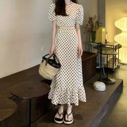 2023 Summer New Network Red French Polka Dot Fashion Casual women Dress fashions Bubble Sleeve Top Half Skirt Set dresses woman