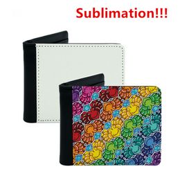 Blank Sublimation Wallet PU Leather Purse Blank Heat Transfer Card Holder DIY Black Compact Wallets for Men DIY Best Gifts Customise