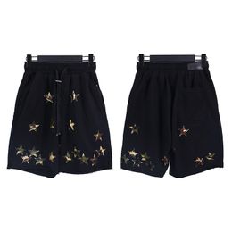 Men's Shorts Womens shorts AMI Spring and summer new personality five-pointed star leather American retro style decoration male casual sports shorts