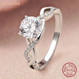 Solitaire Ring she 925 Sterling Silver Engagement Rings for Women Simulated Diamond AAAAA Cubic Zircon Unique Infinity Love Wedding Jewellery 230626