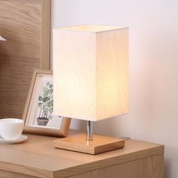 Table Lamps Simple Modern Lamp Bedroom Study Bedside Birthday Gift Night Light Decoration Wood Cloth Lampshade Home Living Room