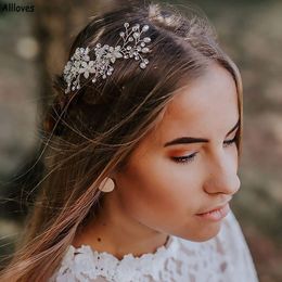 Stunning Pearls Flower Wedding Bridal Headpieces Hair Clips Sparkle Crystals Sequins Women Hairband Crown Hair Accessories Formal Occasion Head Jewellery CL2492