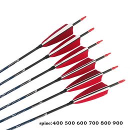 Bow Arrow 12PCS Archery Carbon Arrows Spine400 -1000 30inch 4inch Turkey Feather Pin Nock Tips 80gr for Recurve Bow Hunting ShootingHKD230626