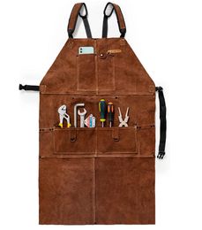 Aprons YESWELDER Leather Welding Work Shop Apron with 6 Pockets Heat Flame Resistant Cowhide Apron Heavy Duty Blacksmith Aprons 230625