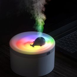 Other Home Garden Household Blue Whale 1.5L Portable Air Humidifier USB Water Diffuser Night Light Wireless Aromatherapy Machine Fog Mist Maker 230625