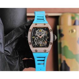 Diamond Luxury mens movement watches RM17-01 R i c h a r d Hollow Tourbillon Designer 96NZ New High-end quality iced out montre wrist watch 8p