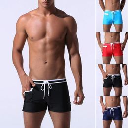 Underpants Swimming Pants For Men Solid Sexy Underwear Mens Nylon Breathable Trunks Pocket Quick Dry Beach Shorts Swimwear W0322