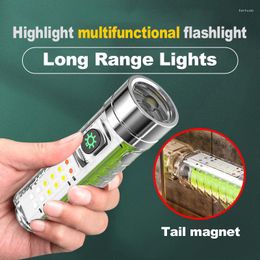Flashlights Torches Fluorescent LED 8 Mode With Multicolor Side Lights USB Rechargeable Mini Multi-function Camping Waterproof