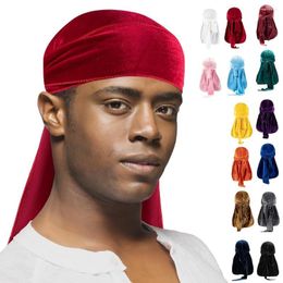 Beanies Velvet Solid Color Pirate Hat Men's Durag Polyester Long Tail Bandana Street Dress Up