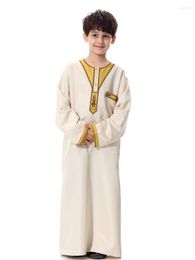 Ethnic Clothing Muslim Children Embroidery Men's Abaya Jubba Thobe Jilbab Moslem Robe Loose Style Middle East Dubai Arab Islamic