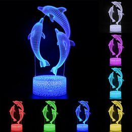 Touch 3D LED night light desk lamp dolphin night light color changing lamp children's gift