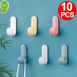 New 10pcs Mini Wall Hooks Strong Self Adhesive Keys Towel Umbrella Holder Rack Kitchen Bathroom Office Organiser Door Hanger Hooks