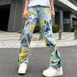 Men's Jeans 2023 Ropa Grunge Y2K Streetwear Baggy Staed Ripped Jeans Pants Men Cloing Graphic Embroidery Hip Hop Denim Trousers Pantalon J230626