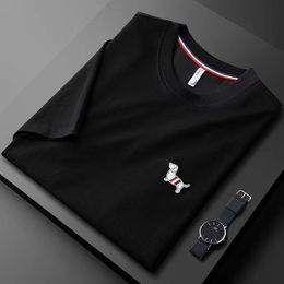 Men's T-Shirts Advanced Fashion Design Dog Embroidered T-shirt Men's Top Summer Korean Youth Casual Round Neck Cotton Short Sleeve Men 230625