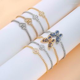 Charm Bracelets Hip Hop Tennis For Women Luxury Iced Out Cubic Zirconia Butterfly Geometry Bangle Bling Hand Chain Jewellery KCH266